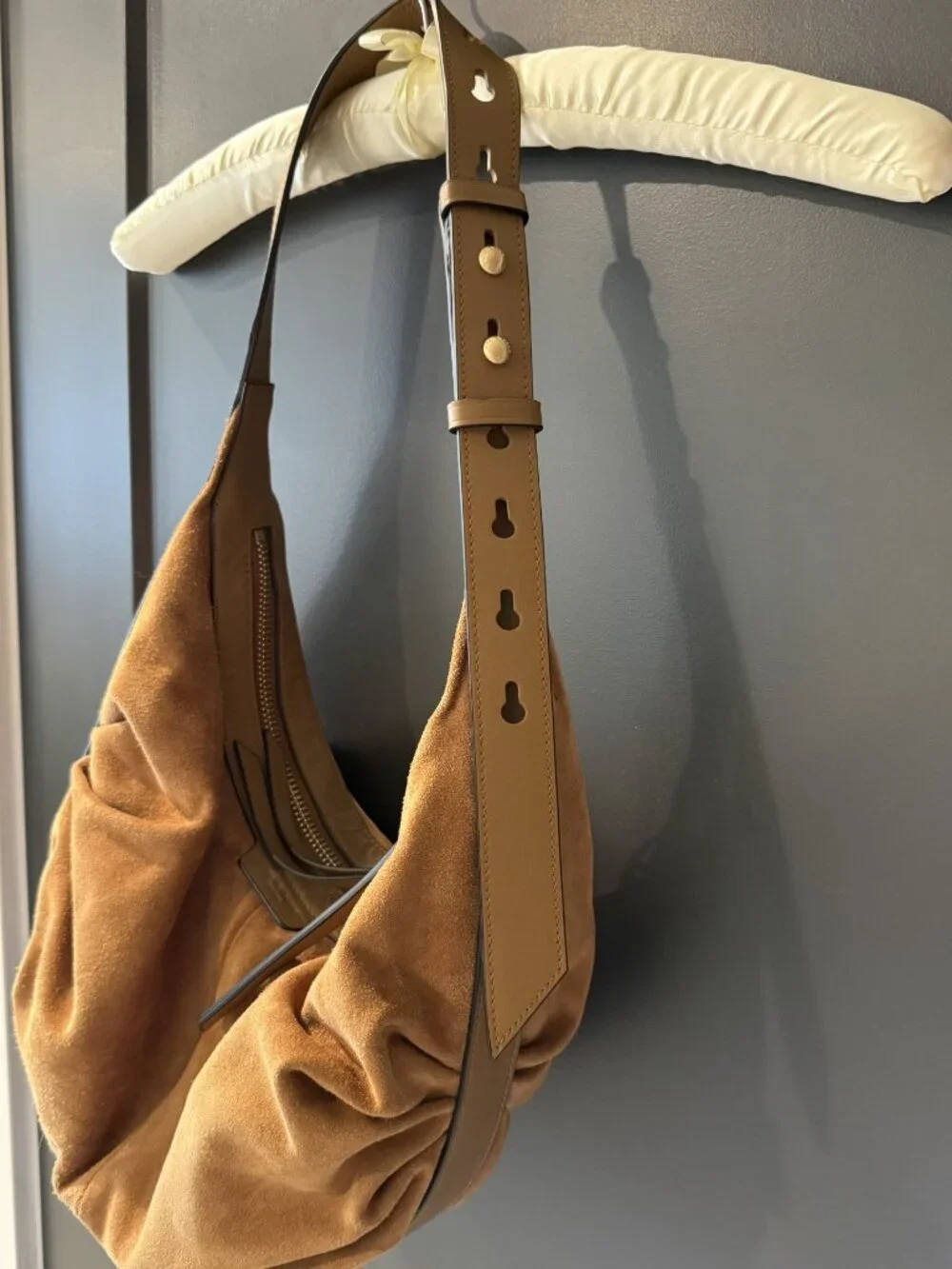 Rag & Bone Cognac Suede Slouchy Hobo Shoulder Bag
